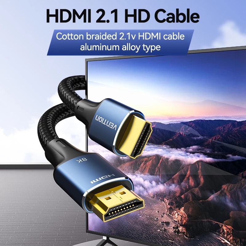 Кабель HDMI Vention 8K 60Hz 48Gbps HDMI 2.1 высокоскоростной с алюминиевым корпусом 4K 120Hz
