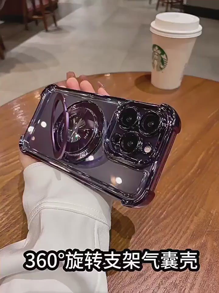 Чехол с четырьмя воздушными амортизаторами в углах и поворотной подставкой 360° — для iPhone 12 Pro Max, 13, 14, 15, 16, 17