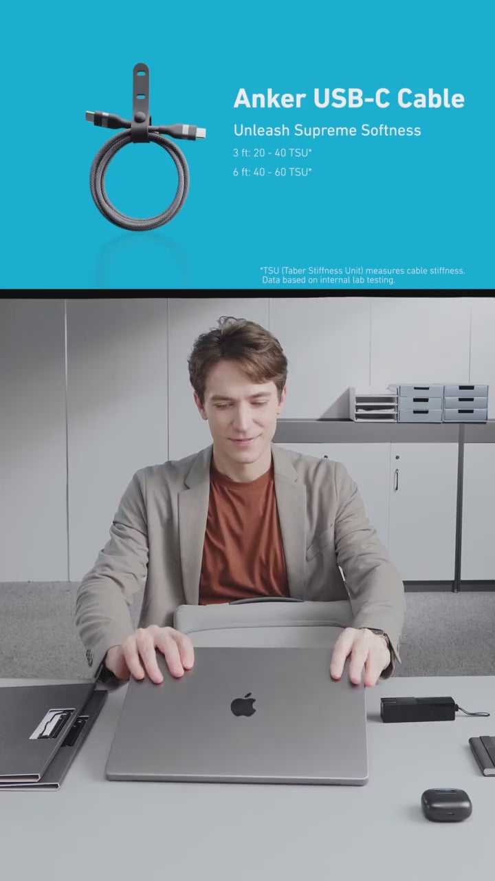 Anker Nano Кабель для быстрой зарядки USB Type-C to USB Type-C 240W - Сверхпрочный плетеный дизайн, гибкий, многоцветный, Type-C для ноутбуков